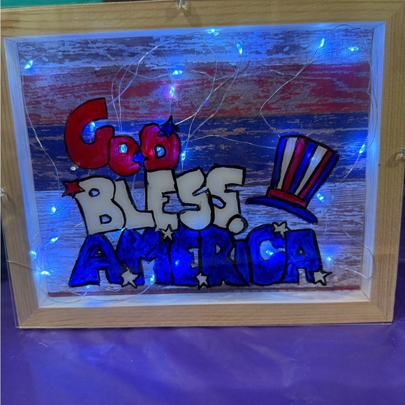 Patriotic Wall Art with Red, White, and Blue Design - Picture 3 of 6